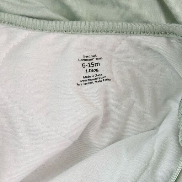 PurComfy Luxe Dream Mint Green Full Zip Sleep Sack 1.0 TOG - 29” long - 6-15M - Picture 5 of 6
